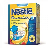 Nestle помогайка каша молочная йогуртная 3 злака с бананом и клубникой (с 8 мес) 200 гр